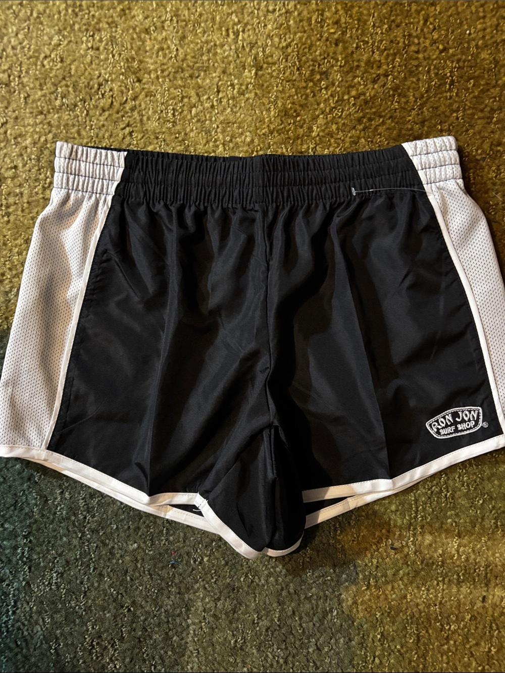 Women's Black Athletic Shorts with White Panels - Ron Jon